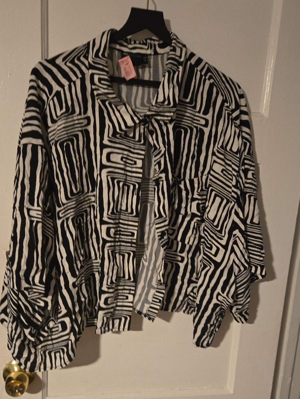 ASOS Black and White Geometric Button-Down Blouse
